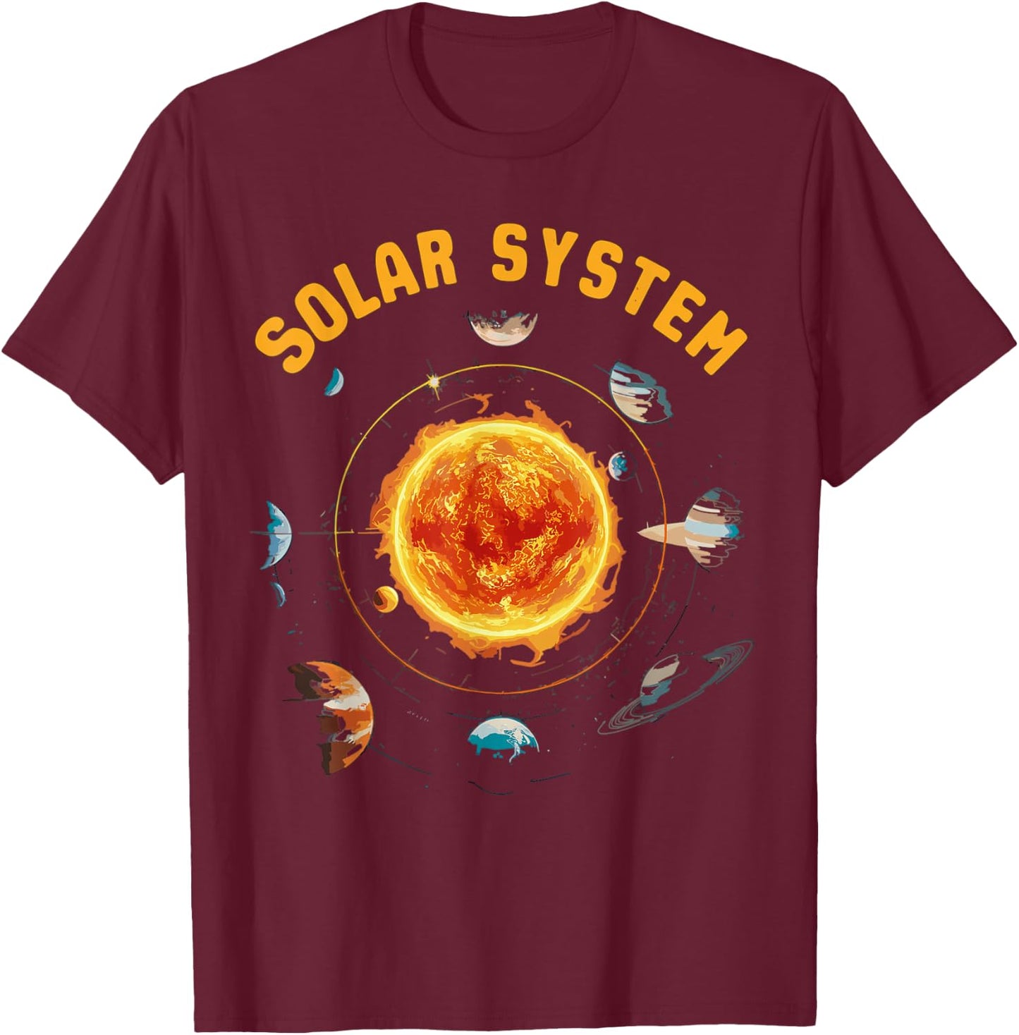 Solar System Planets Space Science T-Shirt - T-Shirt | Maroon