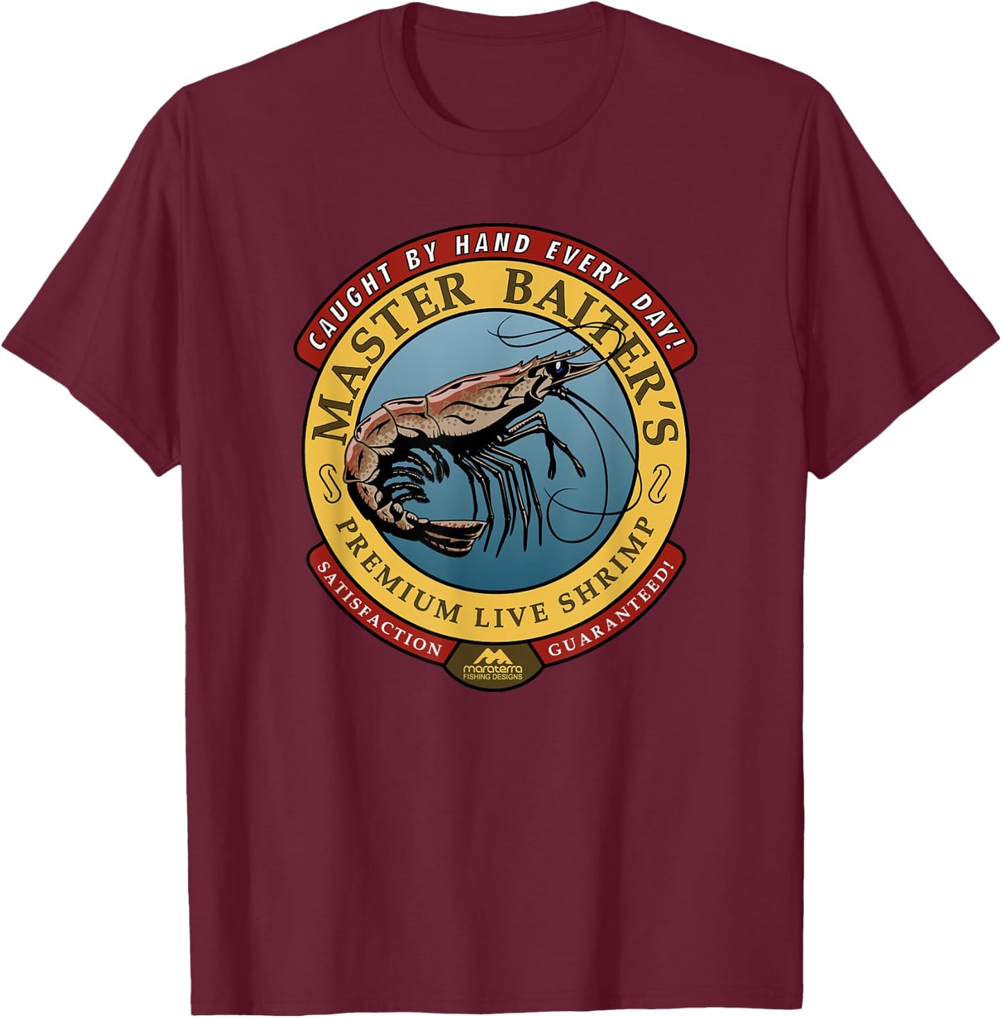 Master Baiter's Shrimp - Fishing T-Shirt - T-Shirt | Maroon
