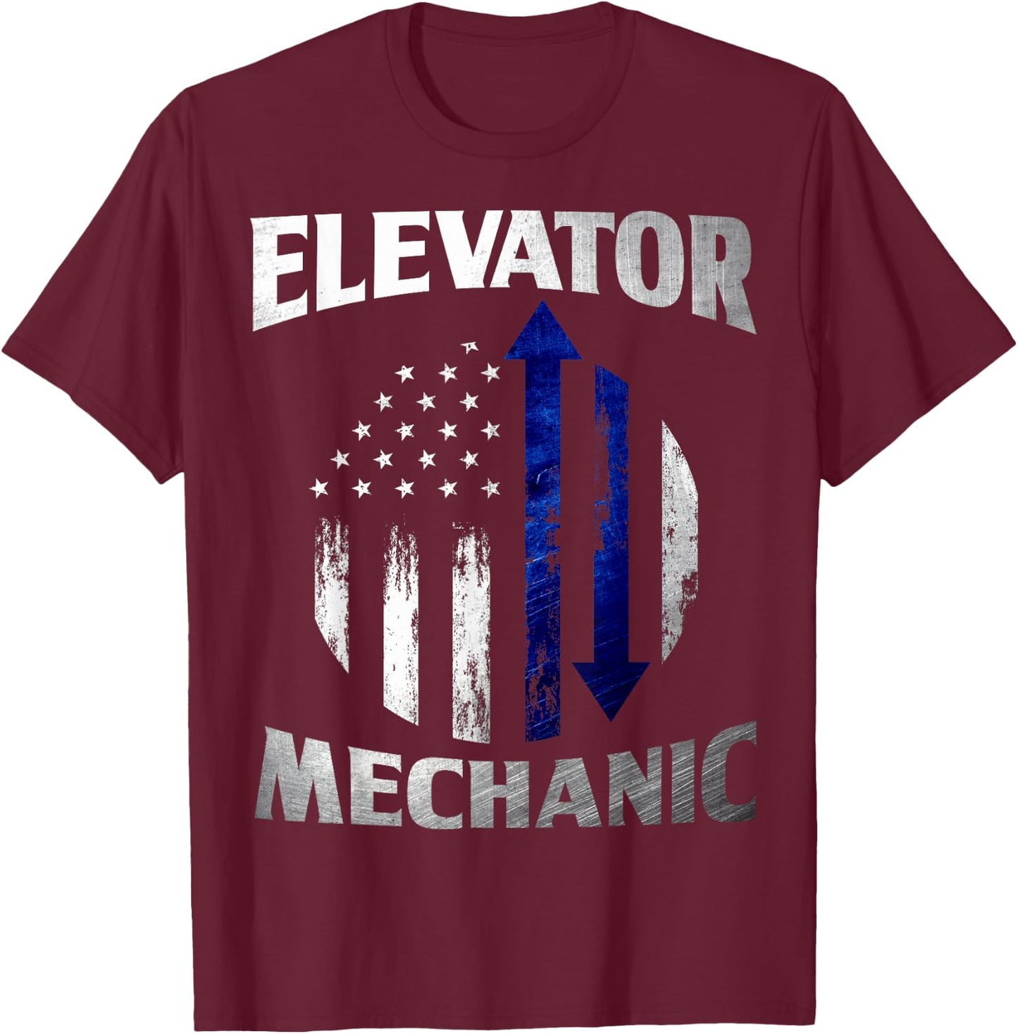 Elevator Mechanic American Flag Elevator Technician T-Shirt - T-Shirt | Maroon