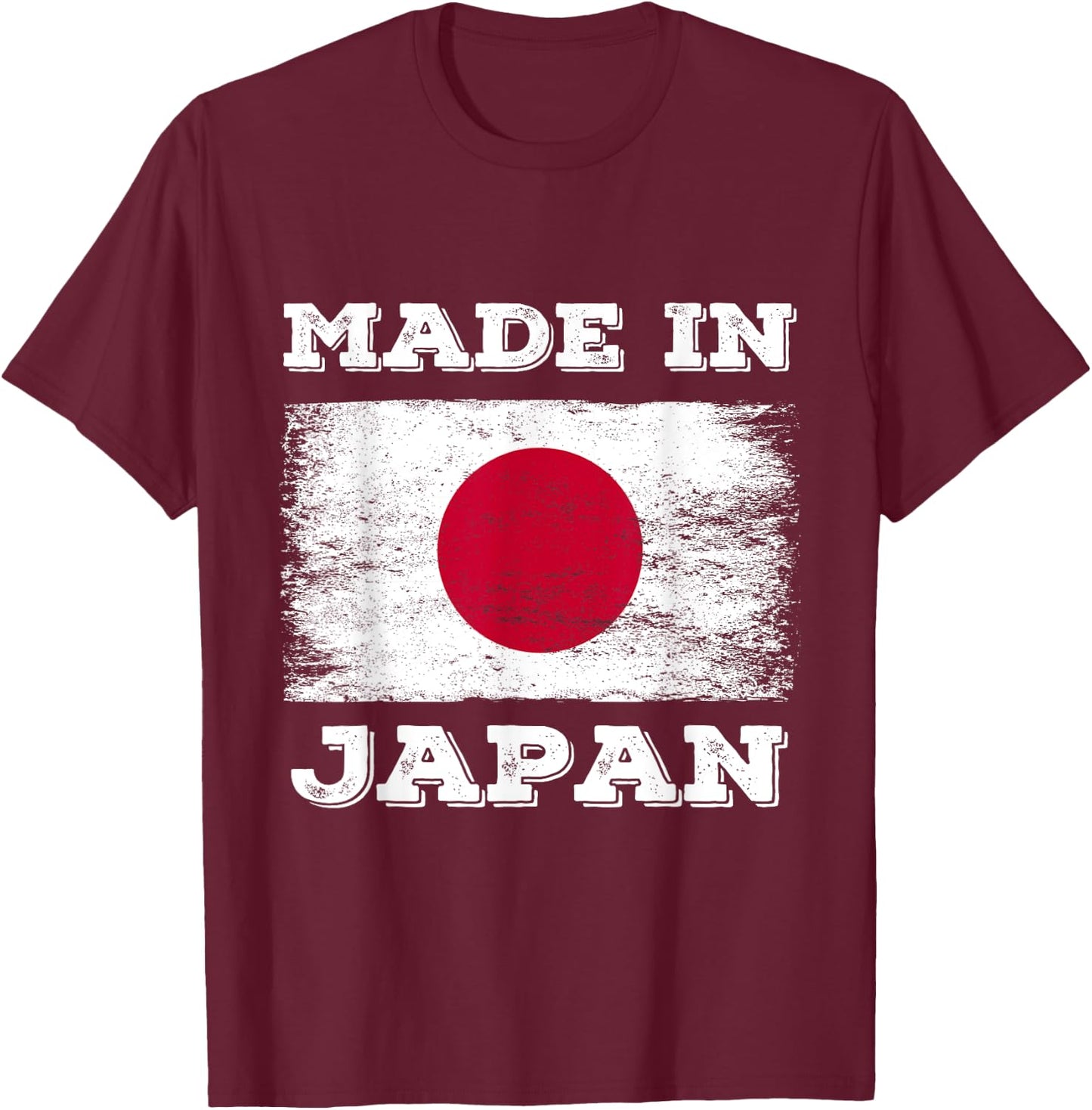Made In Japan With Japan Flag Novelty Graphic Cool Designs T-Shirt - T-Shirt | Maroon