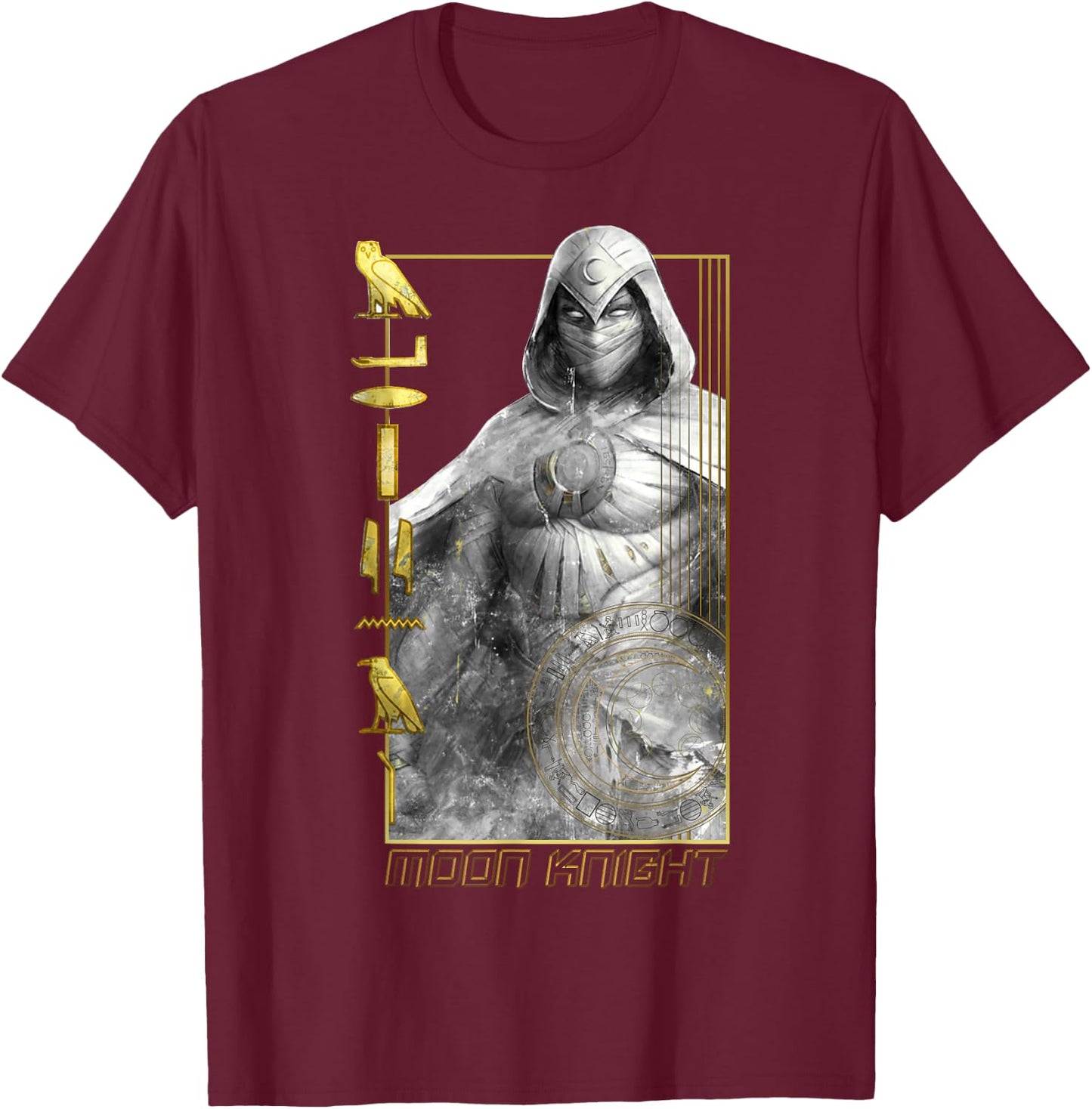 Marvel Moon Knight Bright Glyphs Poster T-Shirt - T-Shirt | Maroon
