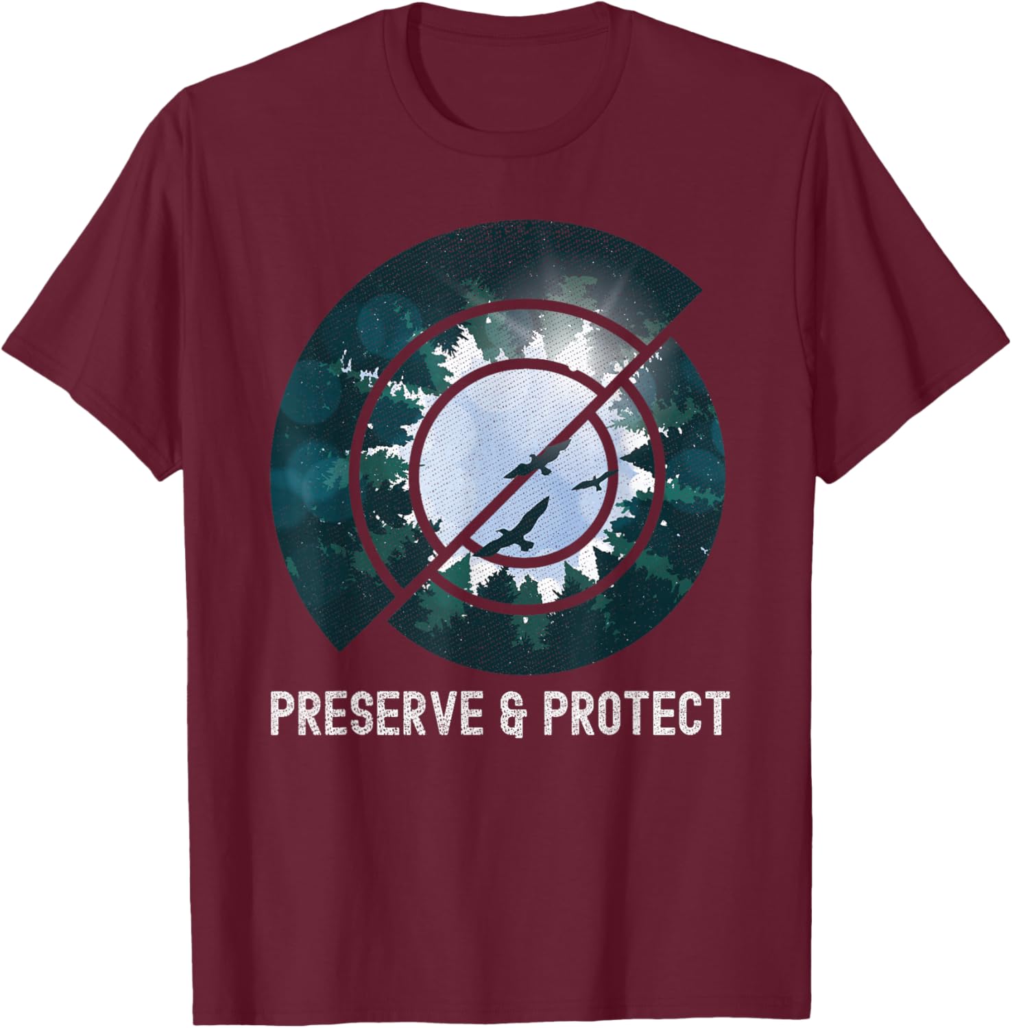 Preserve & Protect Wildlife Forest Vintage T-Shirt - T-Shirt | Maroon