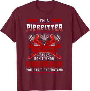 Pipefitter Mechanical Funny Industrial Pipe Steamfitter T-Shirt - T-Shirt | Maroon