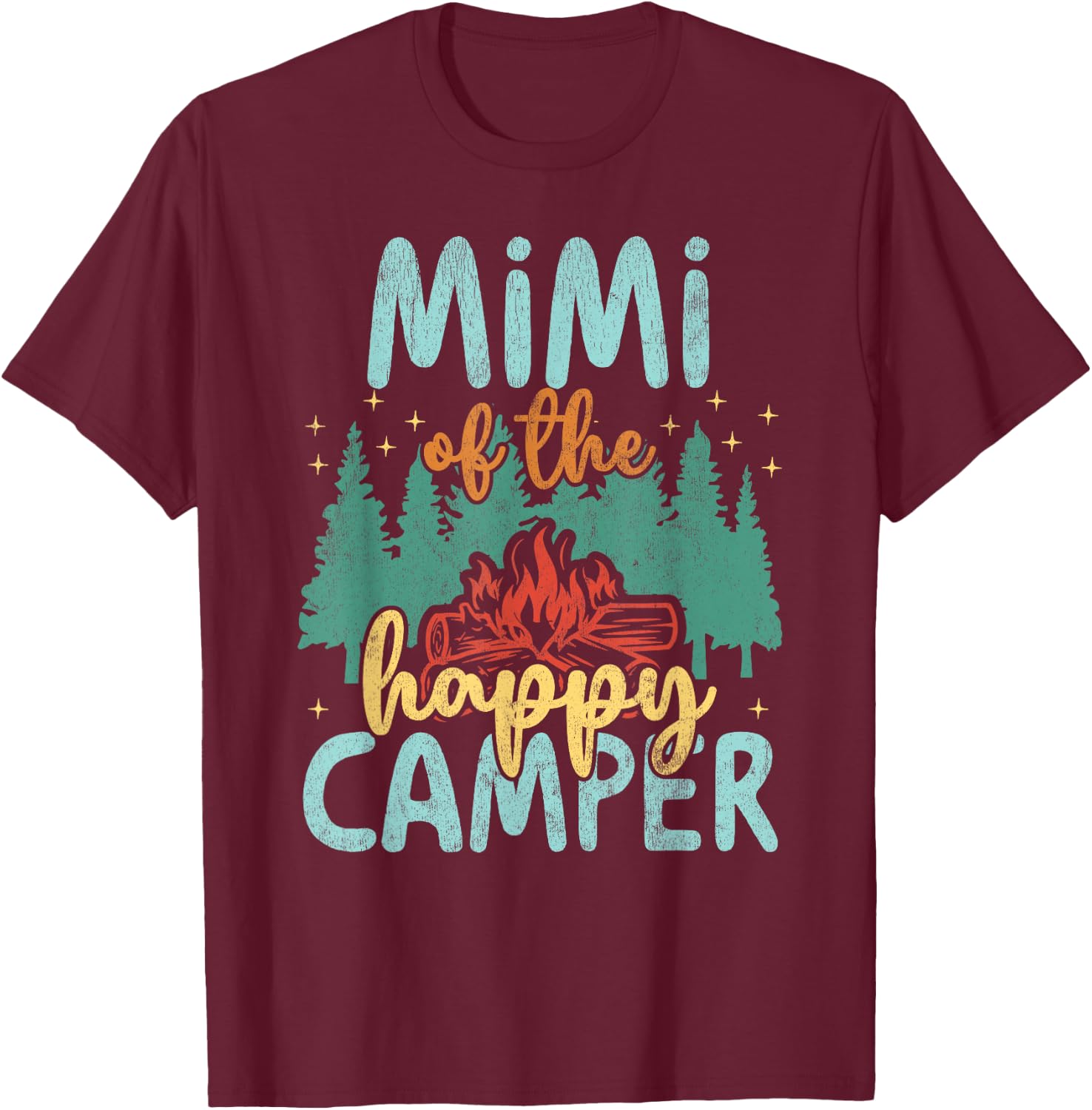 Mimi of Happy Camper 1st Birthday Party Retro Mimi T-Shirt - T-Shirt | Maroon