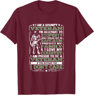 I'm A Grumpy Veteran Quote For A US Military Veteran T-Shirt - T-Shirt | Maroon