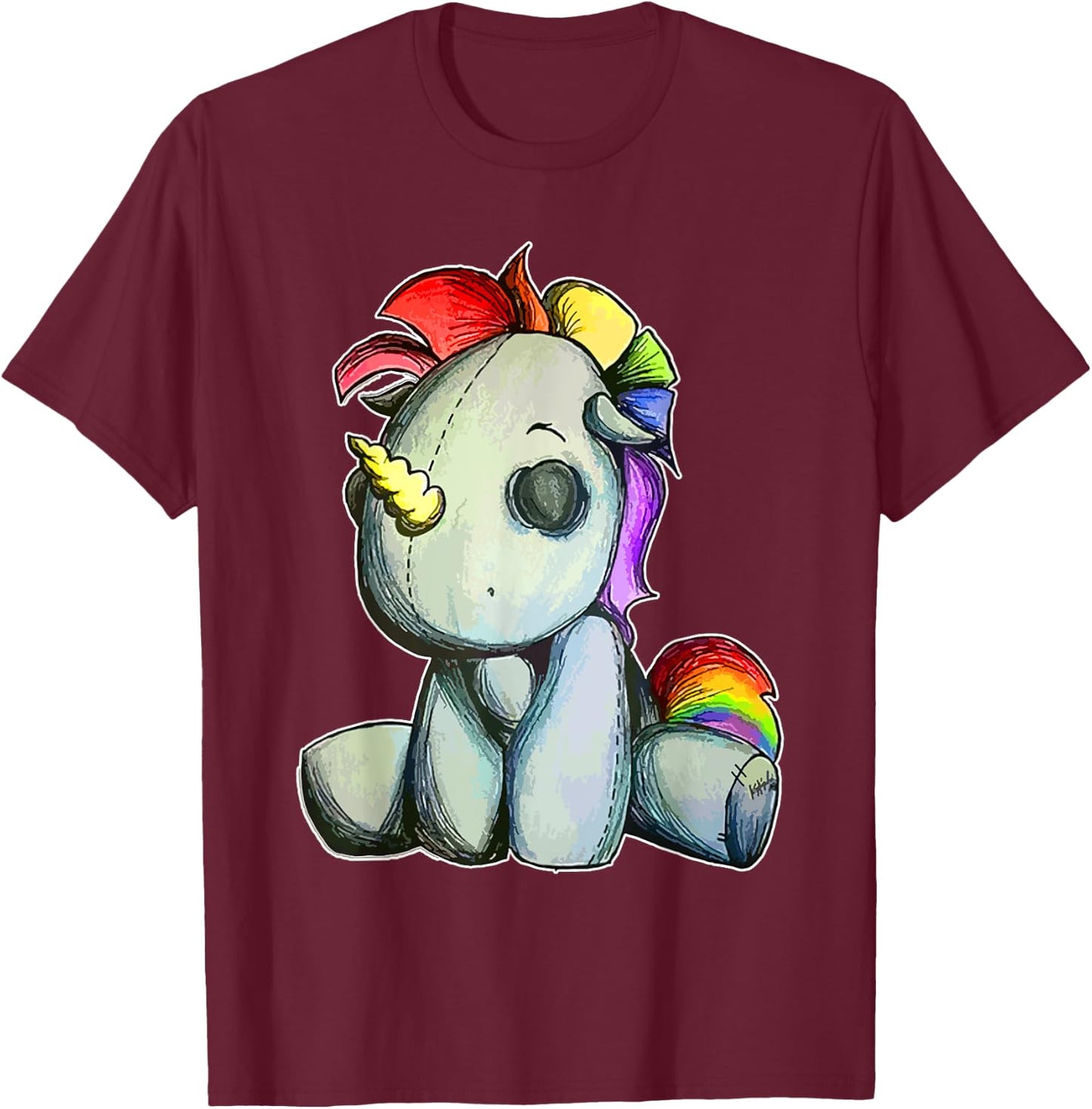 Funny Unicorn Pastel Goth Voodoo Doll Halloween Costume Day T-Shirt - T-Shirt | Maroon