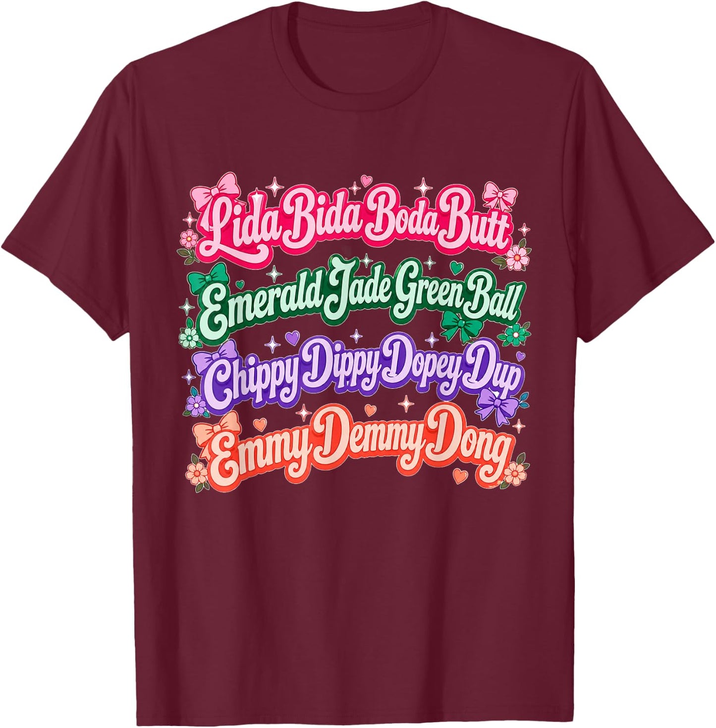 LIDA Bida Boda Butt, Emerald Jade Green Ball T-Shirt - T-Shirt | Maroon