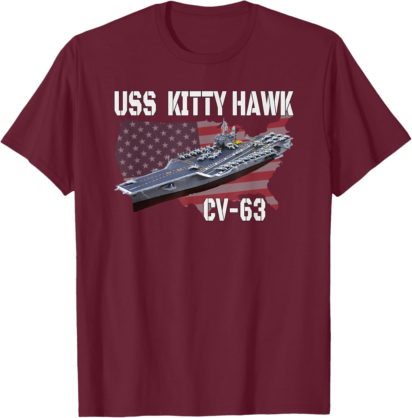 USS Kitty Hawk CV-63 Aircraft Carrier Veterans Day T-Shirt - T-Shirt | Maroon