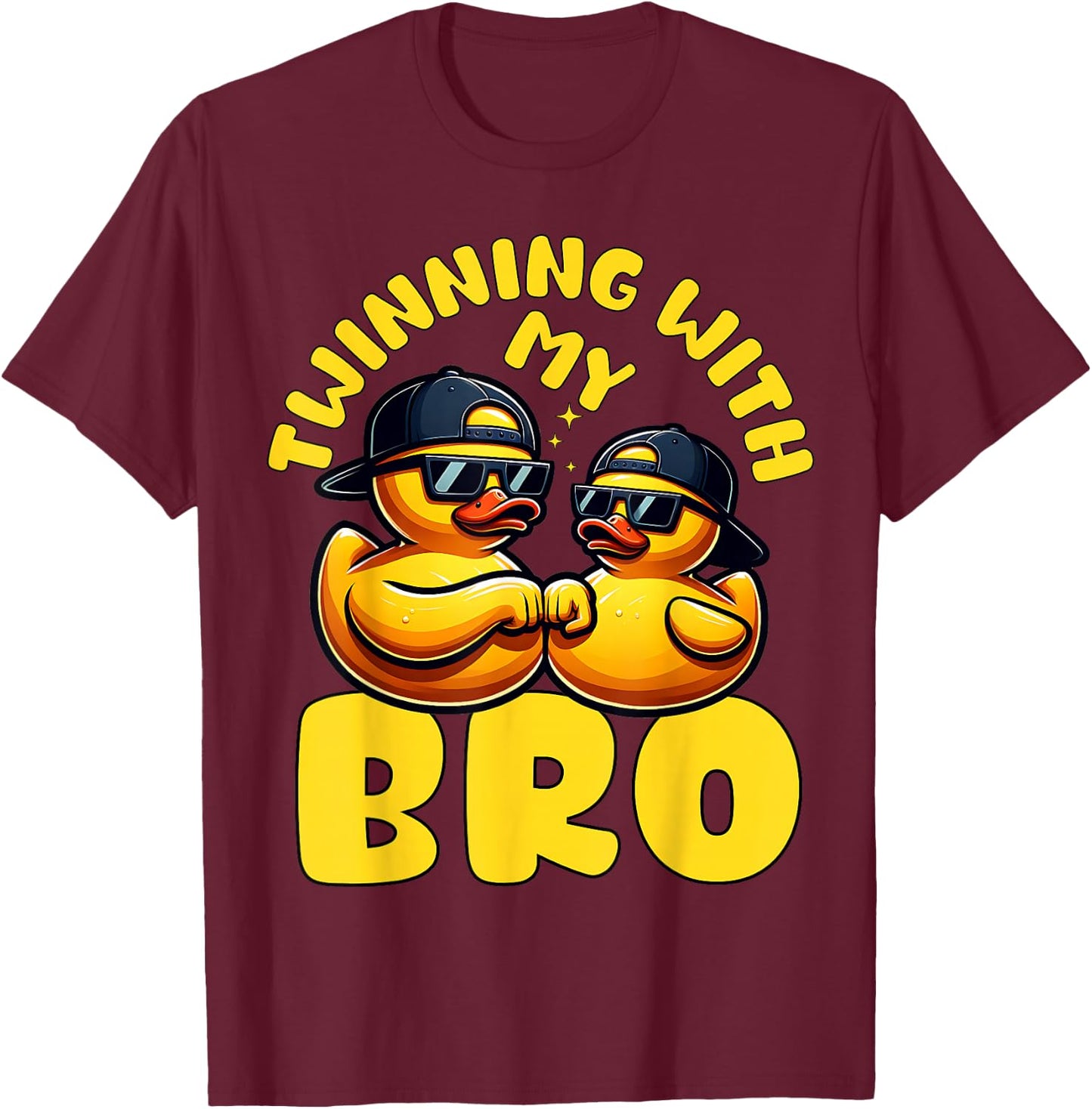 Toddler Twinning With My Bro Rubber Duckie Boys Ducky Bestie T-Shirt - T-Shirt | Maroon