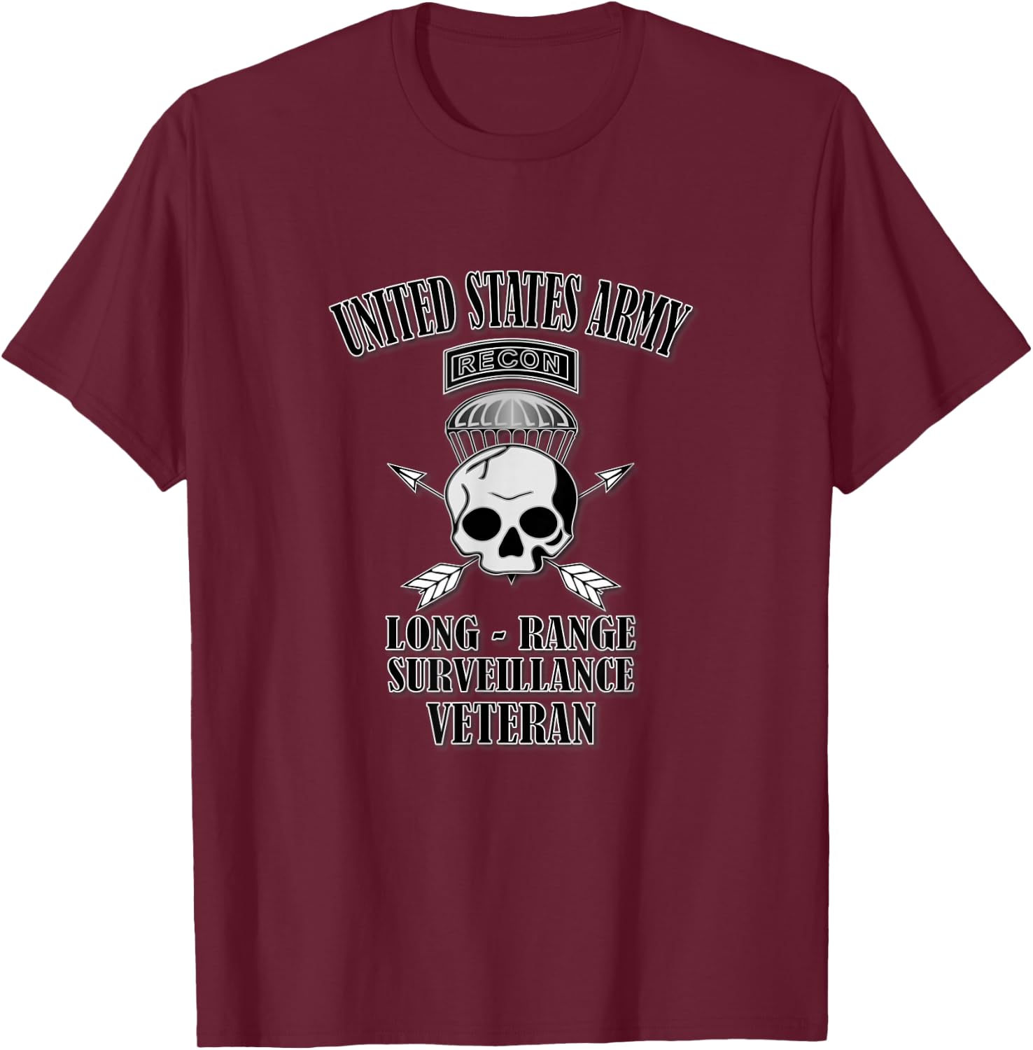 US Army Long-Range Surveillance Veteran (Front Design) T-Shirt - T-Shirt | Maroon