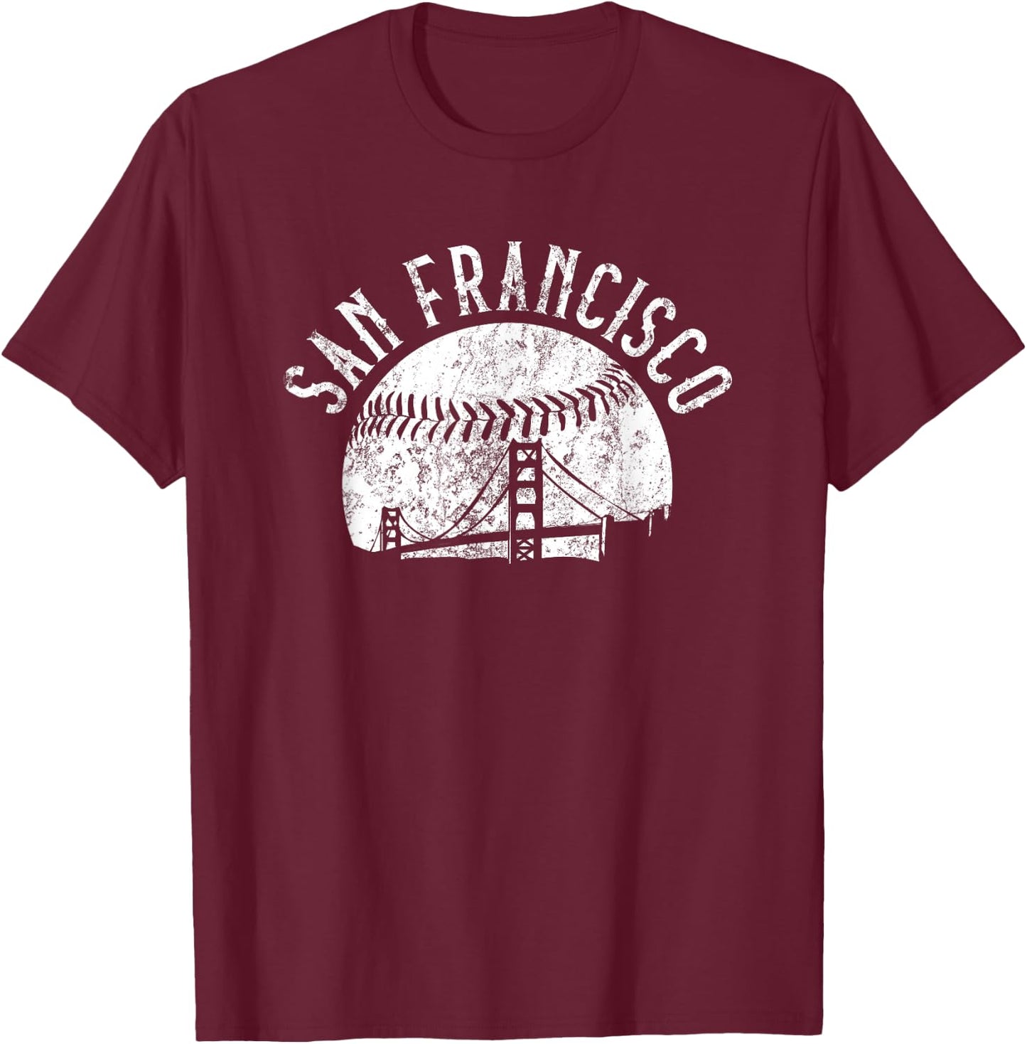 Vintage San Francisco California Skyline Apparel T-Shirt - T-Shirt | Maroon