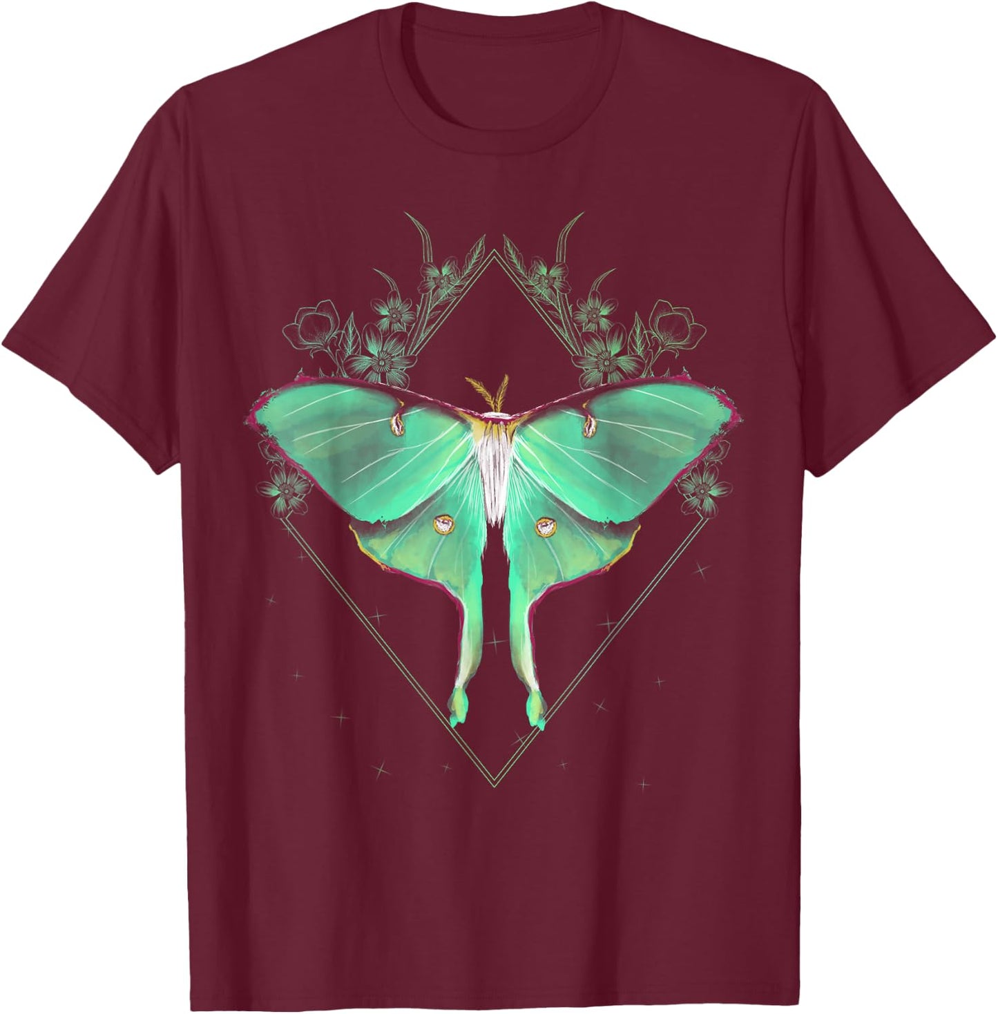 Cute Luna Moth Beautiful Butterfly Insect Lover Themed T-Shirt - T-Shirt | Maroon