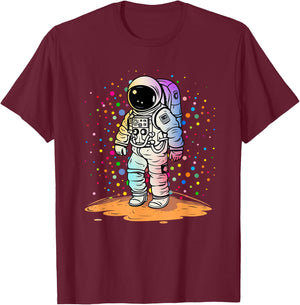 Funny Astronaut Polka Dots Lover Happy Dot Day Girl Boy Kid T-Shirt - T-Shirt | Maroon