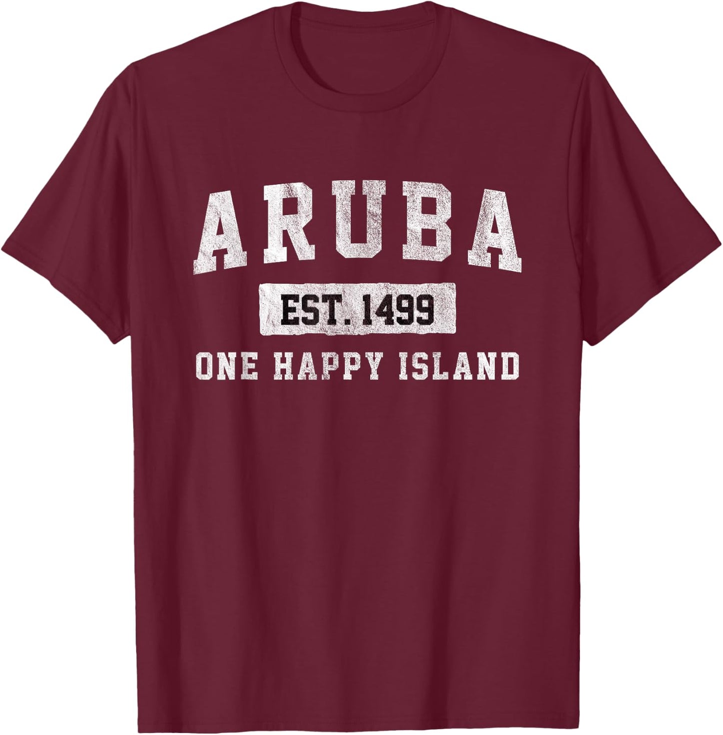 Vintage Varsity Aruba T-Shirt - T-Shirt | Maroon