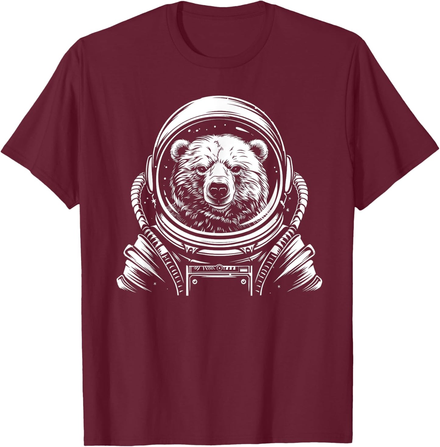 Funny Polar Bear Astronaut Astro Space Suit Mom Dad T-Shirt - T-Shirt | Maroon