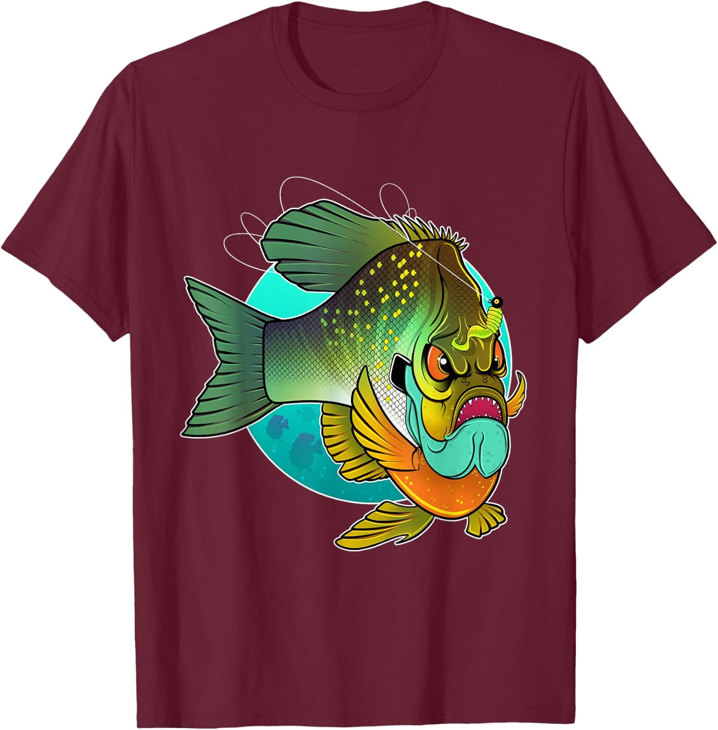 Angry Bluegill Fishing T-Shirt - T-Shirt | Maroon