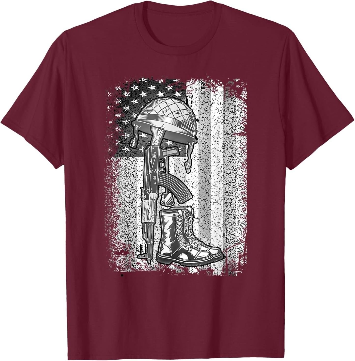 Heroes Don't Wear Capes They Wear Dog Tags & Combat Boots Men Women T-Shirt - T-Shirt | Maroon
