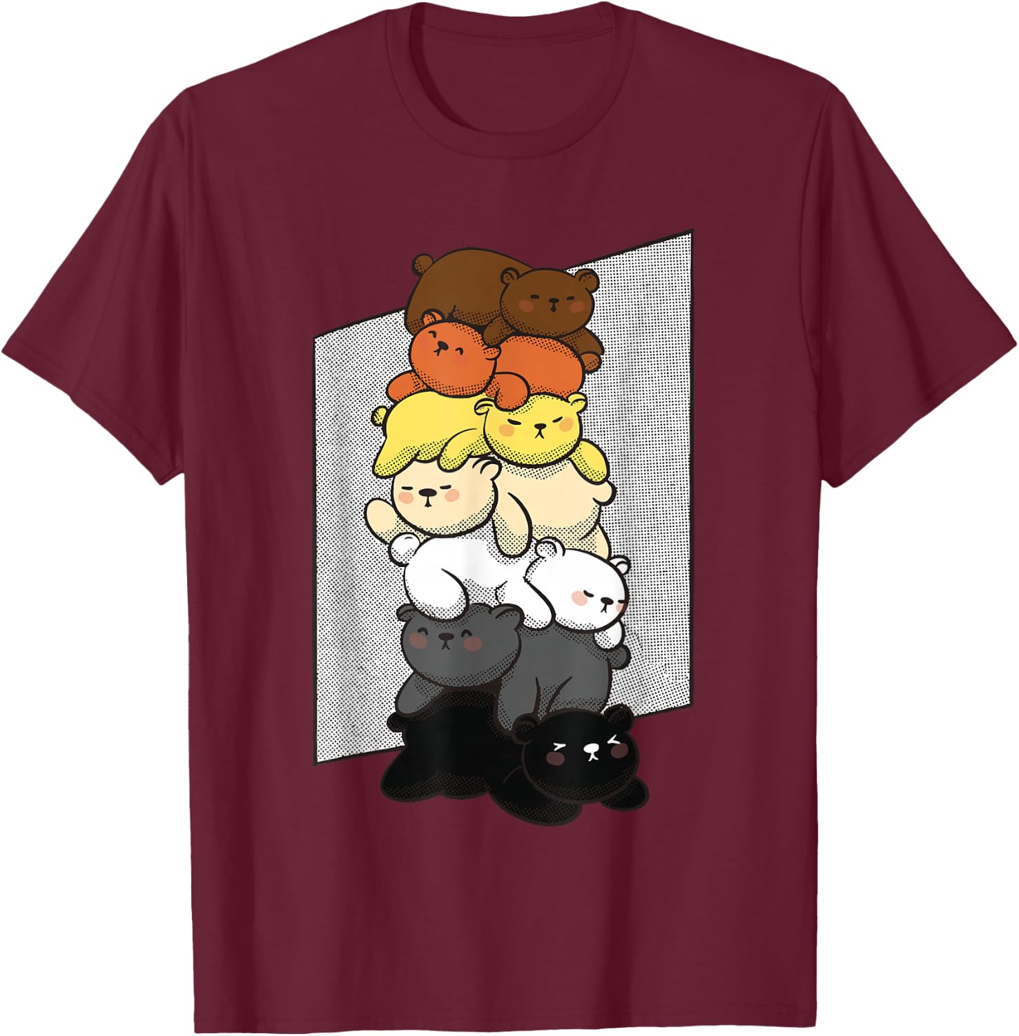 Cute Gay Bear Pride Flag Colors for Gay Bear Cubs T-Shirt - T-Shirt | Maroon