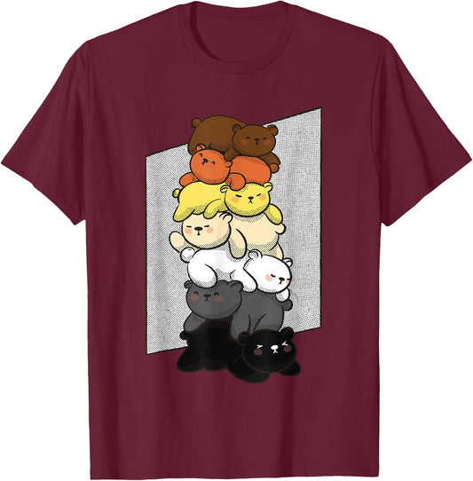 Cute Gay Bear Pride Flag Colors for Gay Bear Cubs T-Shirt - T-Shirt | Maroon