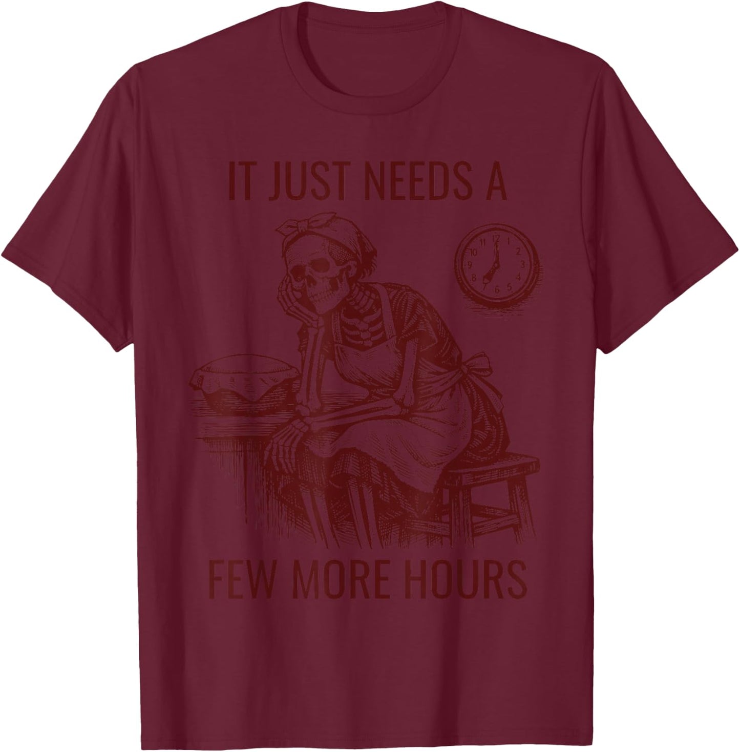 Funny Sourdough Skeleton Bulk Fermentation Bread Baker Humor T-Shirt - T-Shirt | Maroon