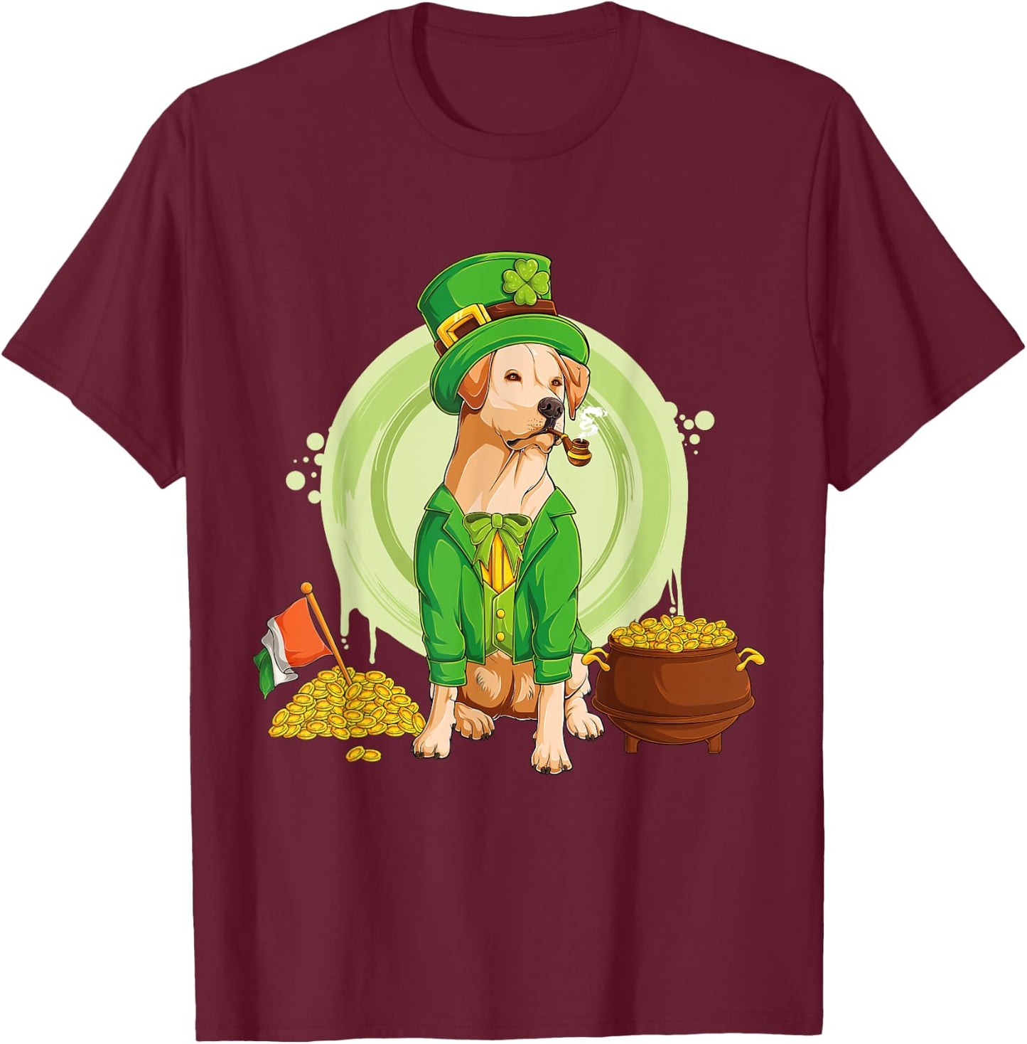 Labrador Retriever Dog Leprechaun Hat Irish Flag Labbi Women Kids T-Shirt - T-Shirt | Maroon