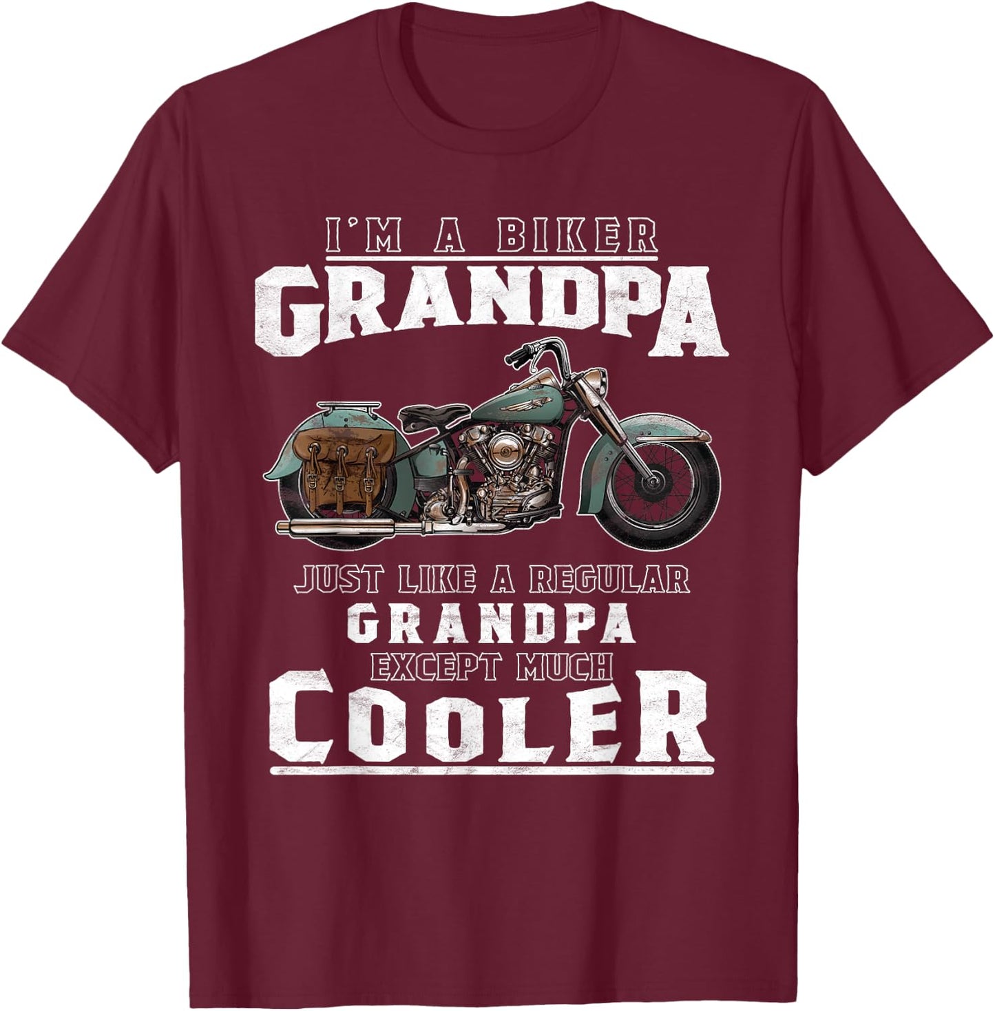 Best Grandpa Biker T Shirt Motorcycle Shirt For Grandfather T-Shirt - T-Shirt | Maroon