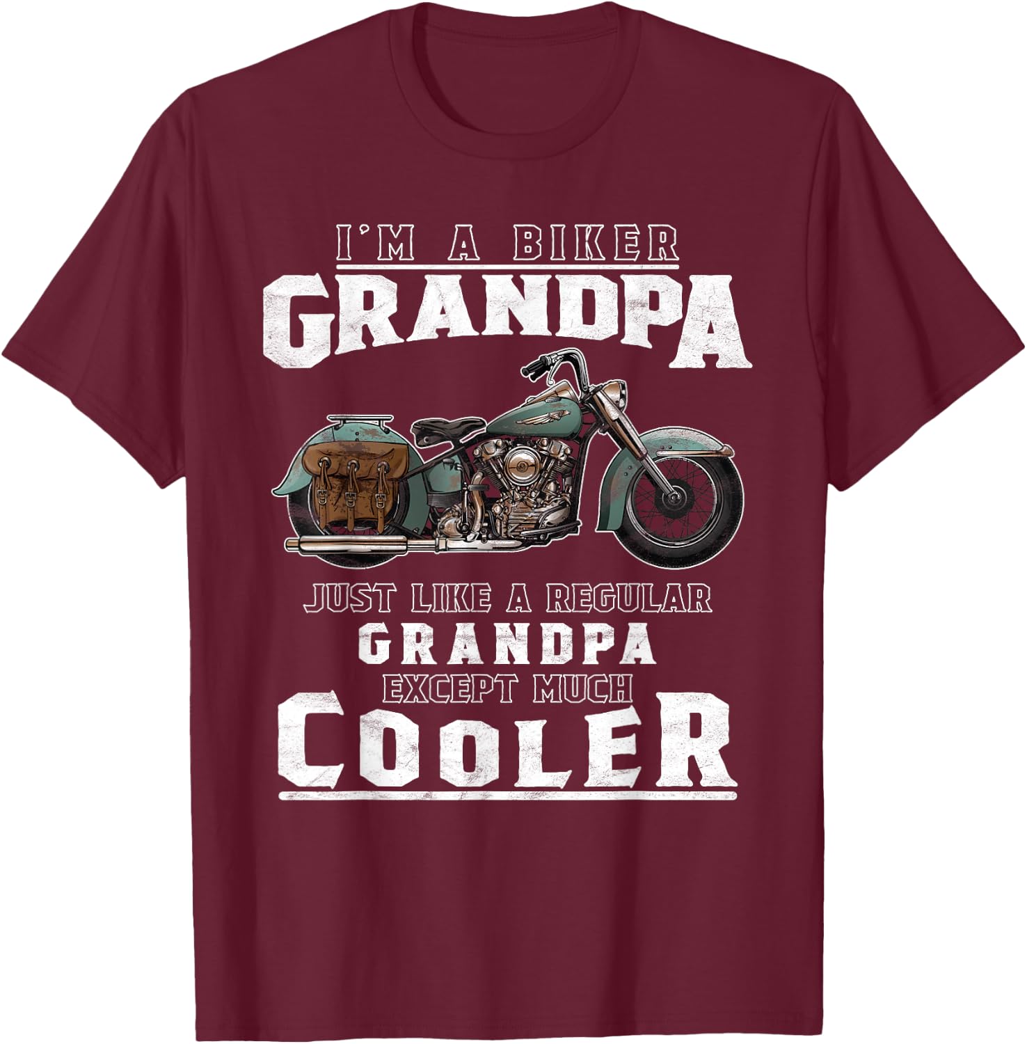 Best Grandpa Biker T Shirt Motorcycle Shirt For Grandfather T-Shirt - T-Shirt | Maroon