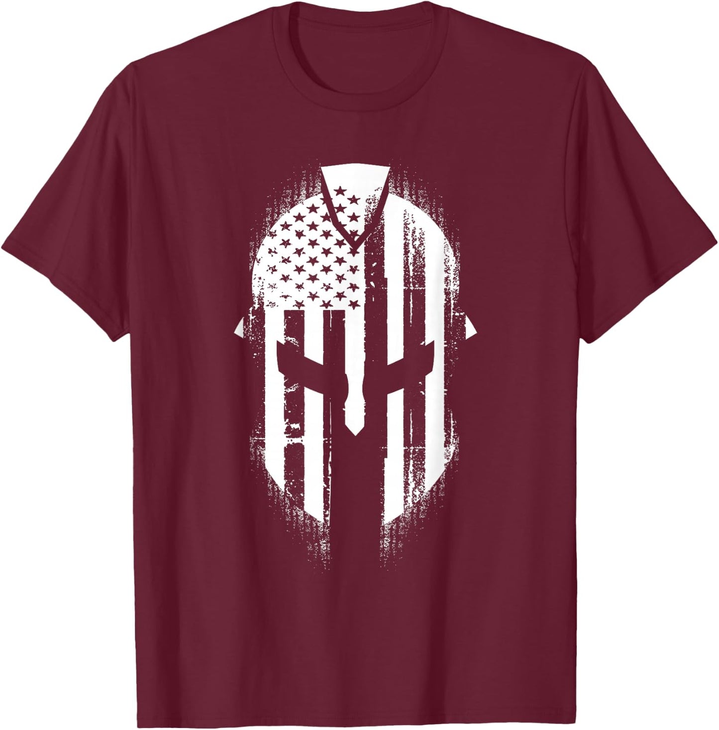 Patriotic Spartan Skull USA Flag American T-Shirt - T-Shirt | Maroon