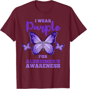 I Wear Purple For Alzheimers Awareness T-Shirt - T-Shirt | Maroon