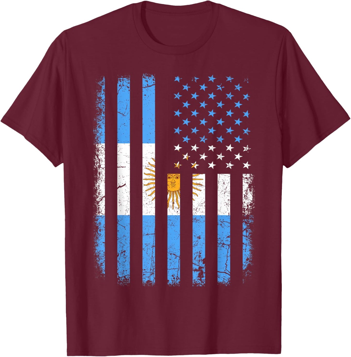 Argentinian American Flag Argentinian Roots Argentina Gift Small T-Shirt - T-Shirt | Maroon