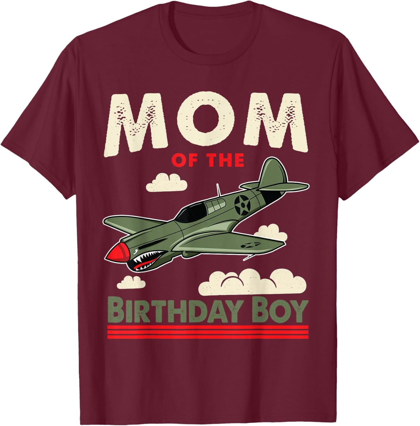 Jetting Into Mom of the Birthday boy Aviator Jet Plane Party T-Shirt - T-Shirt | Maroon