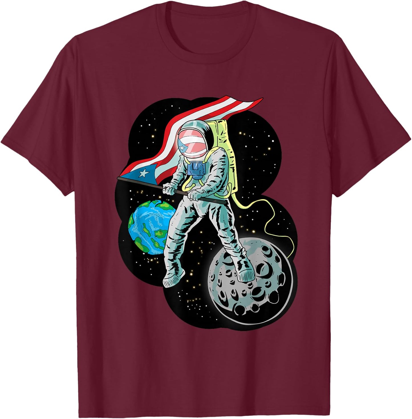 Puerto Rico Pride Boricua Aunque Naciera en la Luna T-Shirt - T-Shirt | Maroon