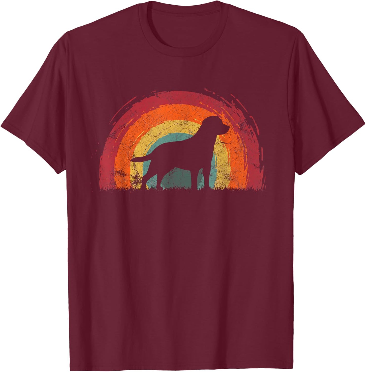 Mutt Vintage Rainbow Dog Men Women T-Shirt - T-Shirt | Maroon