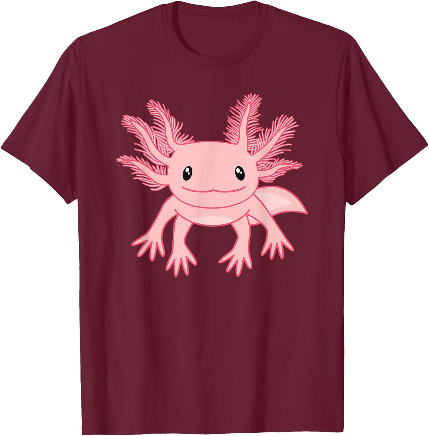 Cute Pink Axolotl Kawaii Axolotl Lover Women Girls T-Shirt - T-Shirt | Maroon