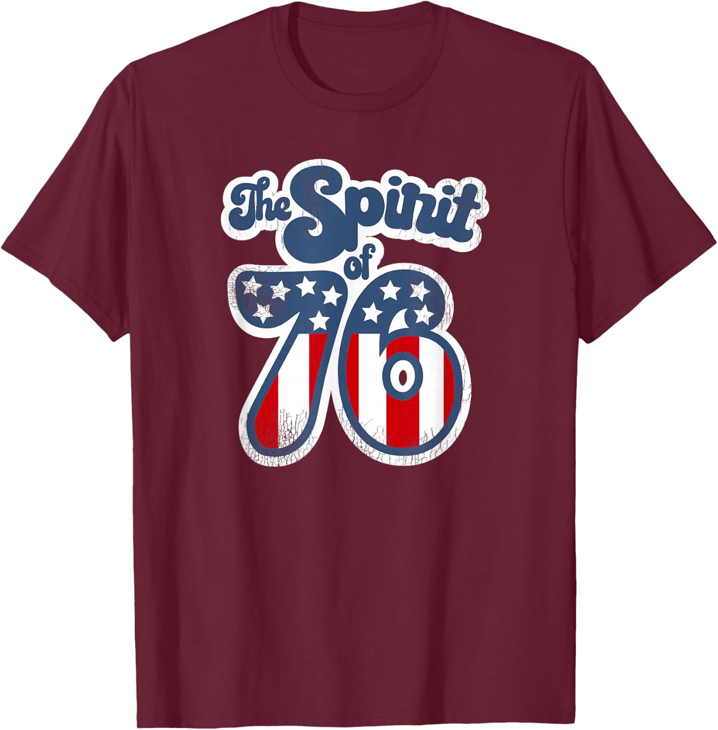 The Spirit of 76 Vintage Design Retro T Shirt T-Shirt - T-Shirt | Maroon