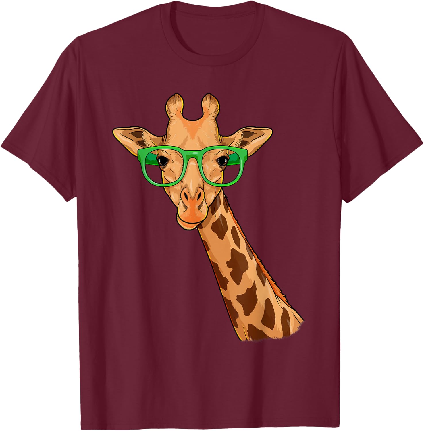 Hipster Giraffe Glasses Funny Zoo Animal African Safari T-Shirt - T-Shirt | Maroon