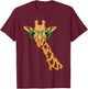 Hipster Giraffe Glasses Funny Zoo Animal African Safari T-Shirt - T-Shirt | Maroon