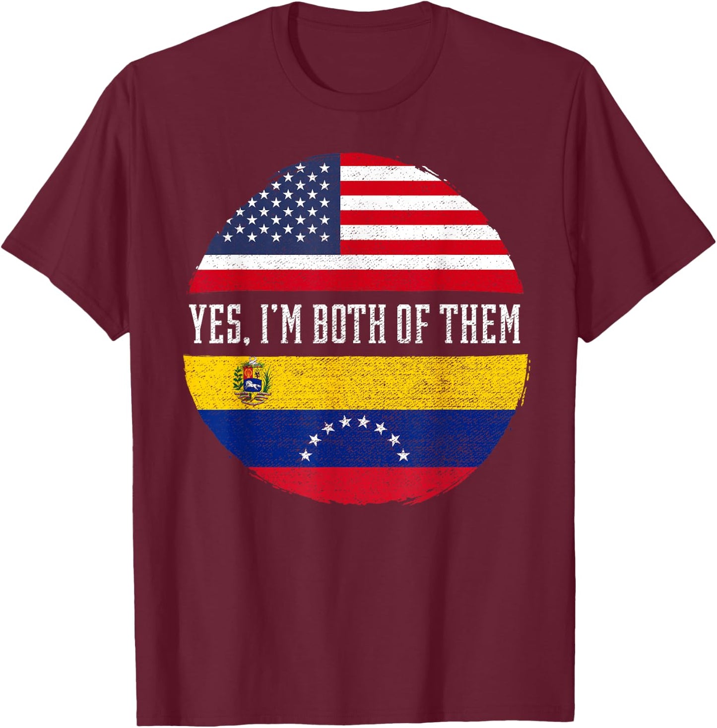 Half American Half Venezuelan USA Flag Venezuela Heritage Kids Men T-Shirt - T-Shirt | Maroon