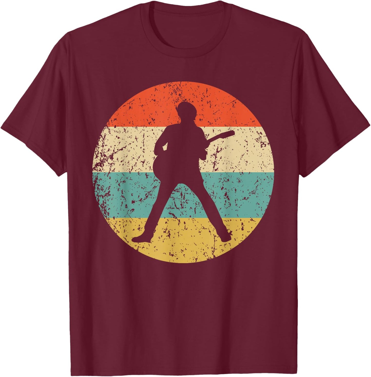Guitar Vintage Retro Music T-Shirt - T-Shirt | Maroon
