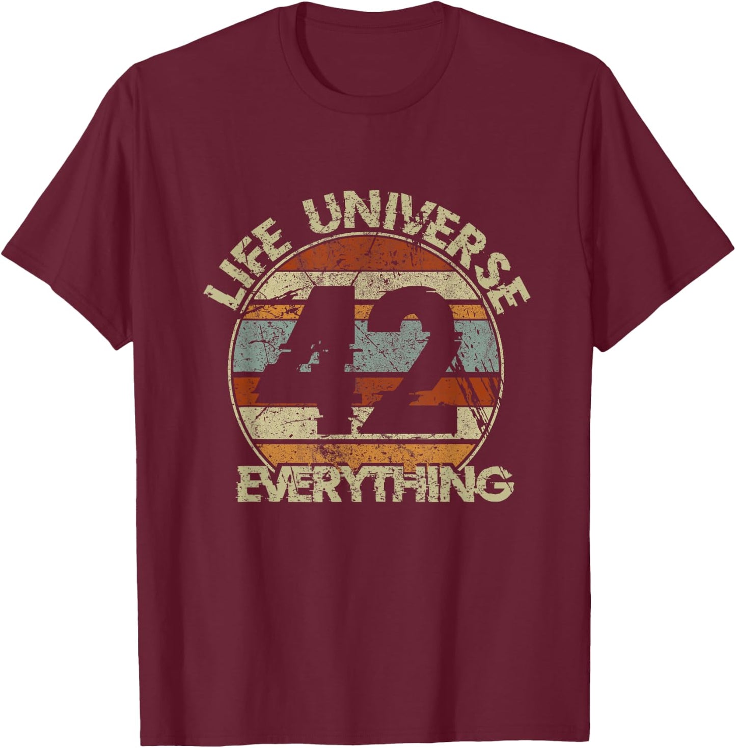 The 42 Answer to Life The Universe and Everything T-Shirt - T-Shirt | Maroon