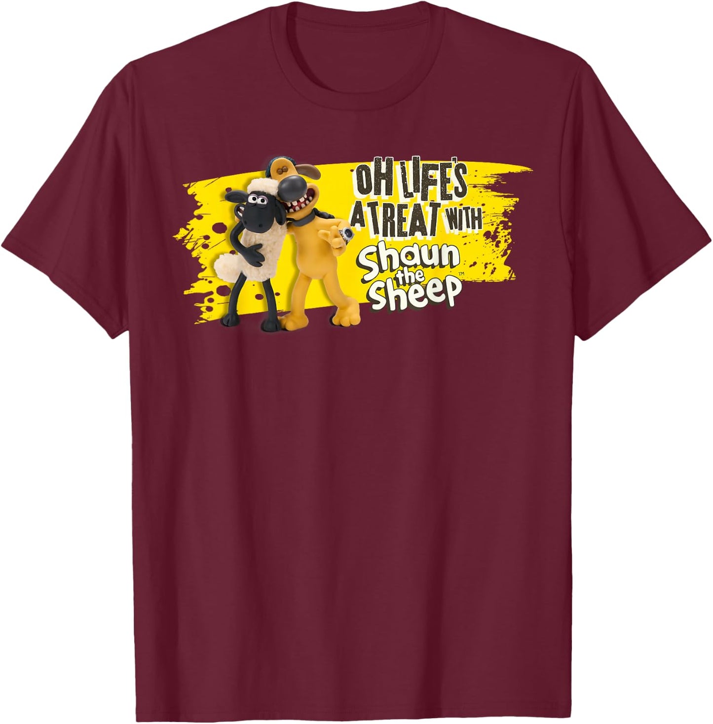 Shaun The Sheep: Life's a Treat T-Shirt - T-Shirt | Maroon