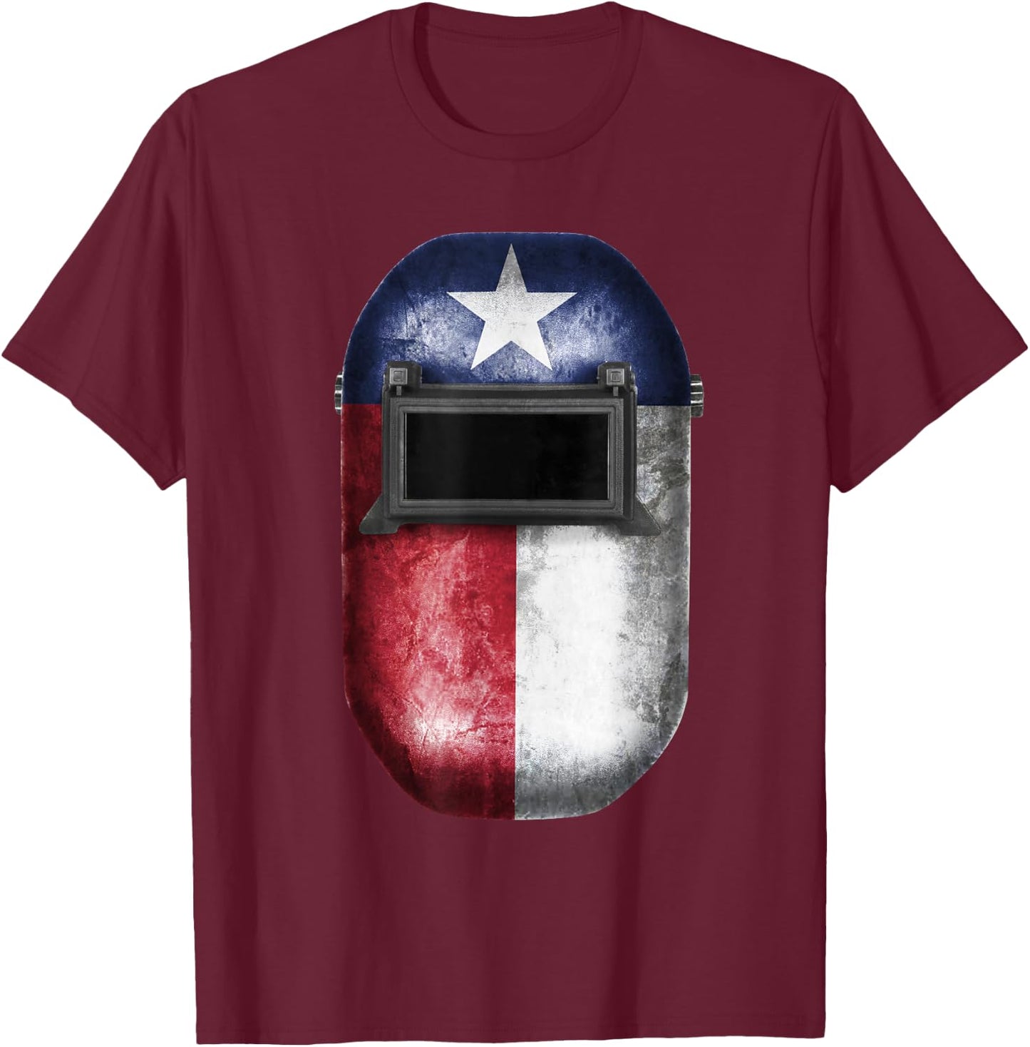 Texas Flag Welders Helmet Cool Welding & Fabricator Gift T-Shirt - T-Shirt | Maroon