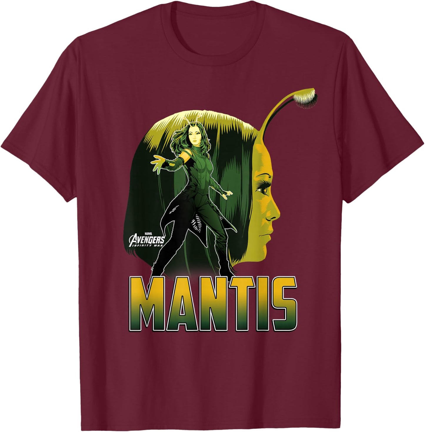 Marvel Infinity War Mantis Head Profile Graphic T-Shirt - T-Shirt | Maroon