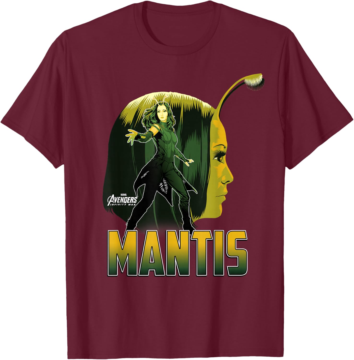 Marvel Infinity War Mantis Head Profile Graphic T-Shirt - T-Shirt | Maroon