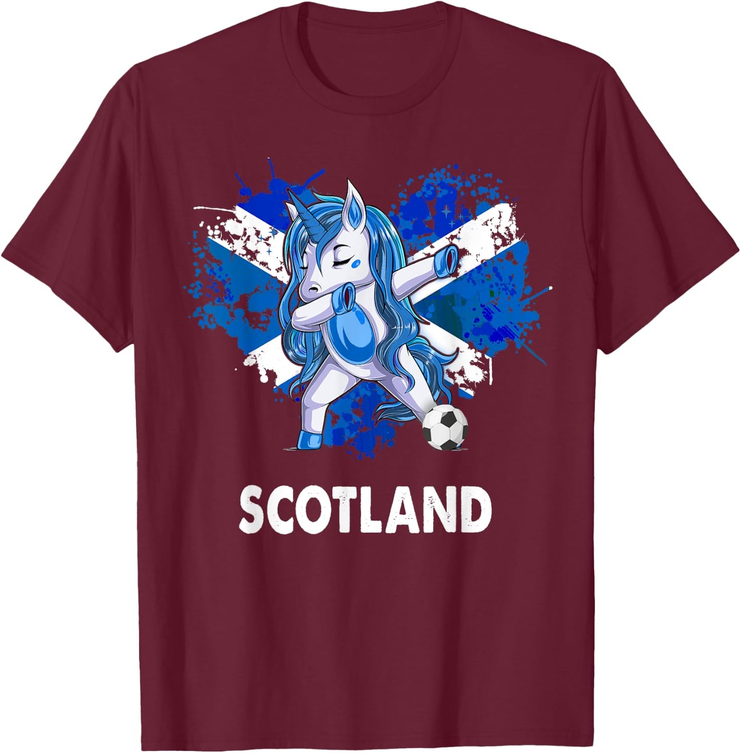 Unicorn Scottish Flag For Kids & Scottish Expats In Scotland T-Shirt - T-Shirt | Maroon