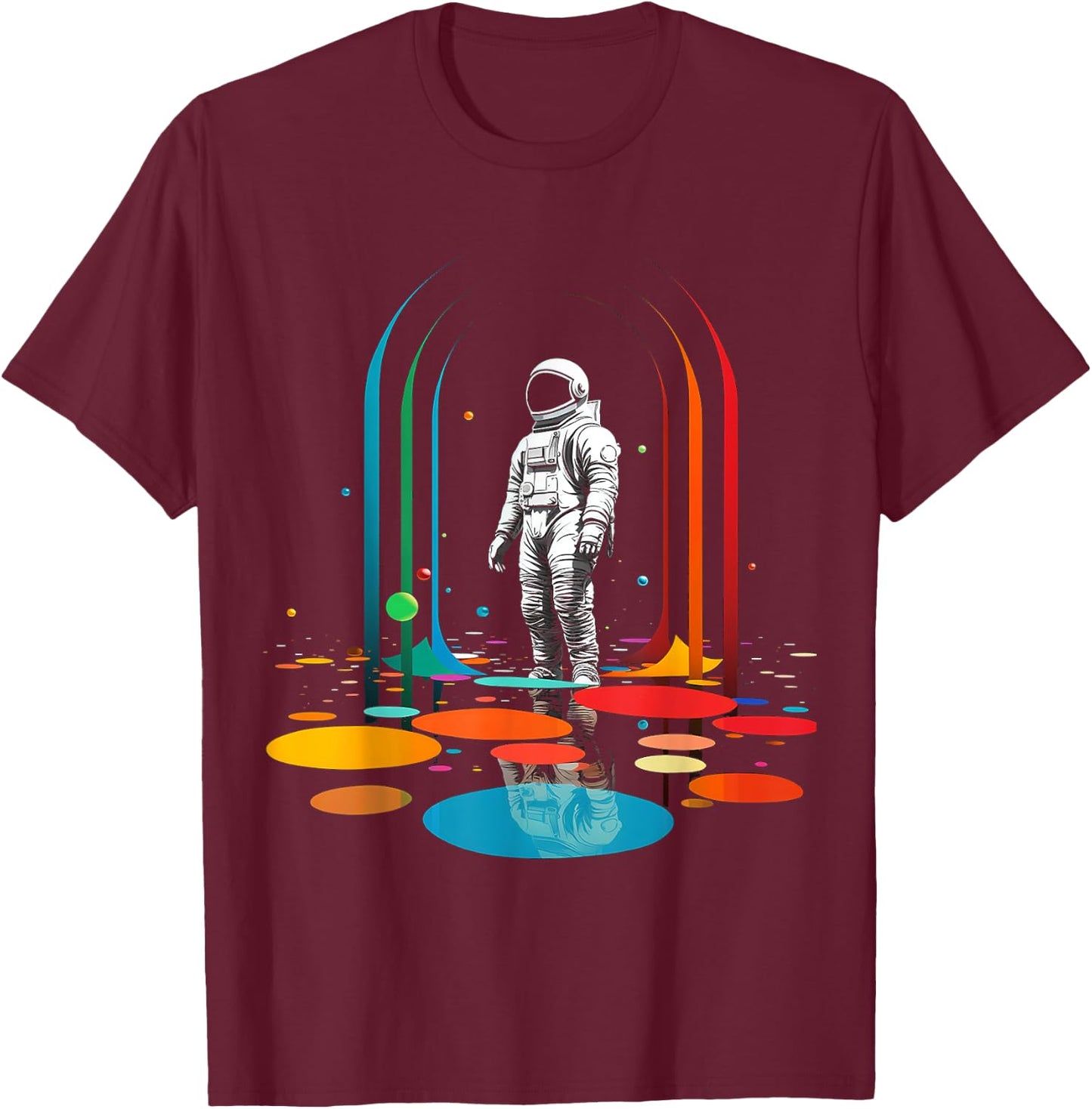 Astronaut Geometric Art Colorful Motif Artwork Astronaut T-Shirt - T-Shirt | Maroon