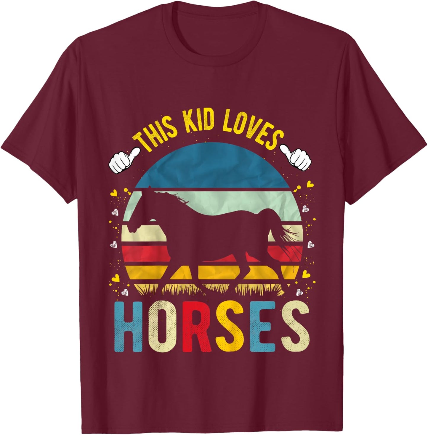 This Kid Loves Horses Boys and Girls Horse Gift T-Shirt - T-Shirt | Maroon