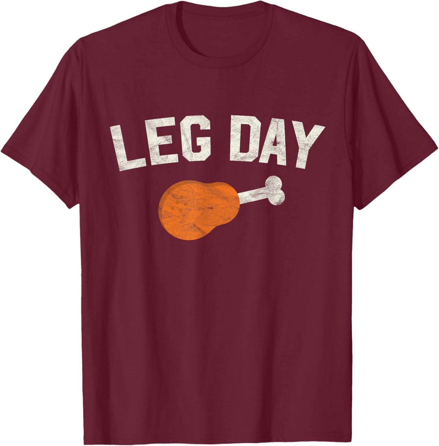 Lazy Leg Day Feast Apparel Dinner Party Gift -Adults Black Small Modern Thanksgiving Themed T-Shirt - T-Shirt | Maroon