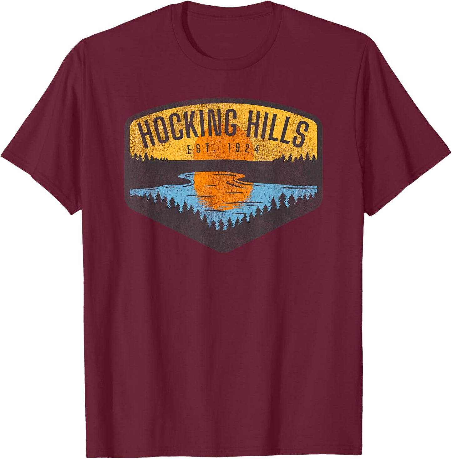 Retro Hocking Hills State Park Souvenir T-Shirt - T-Shirt | Maroon