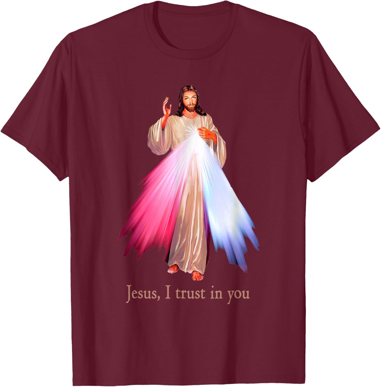Divine Mercy Jesus I trust in You T-Shirt - T-Shirt | Maroon